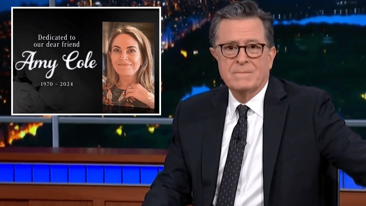 Amy with Late Show cast Stephen Colbert Delivers Emotional Tribute to Late Staffer on ‘Late Show’